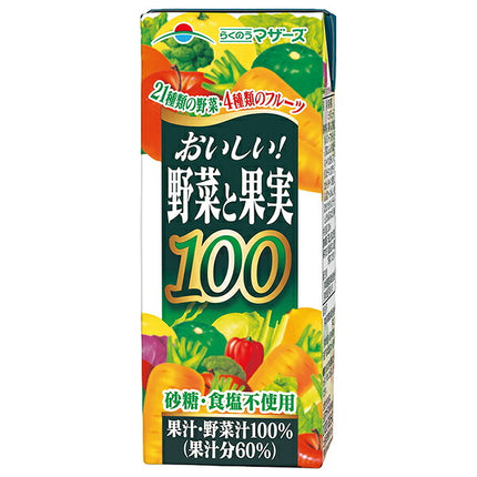 Rakunou Mothers Delicious Vegetable & Fruit Juice 200ml Carton x 24 [Ships from Japan]