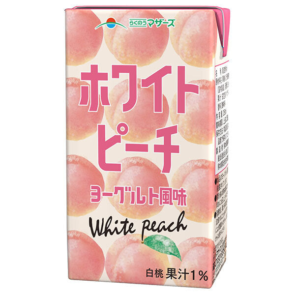 Rakunou Mother's White Peach Yogurt Flavor 250ml Paper Pack x 24 Bottles 