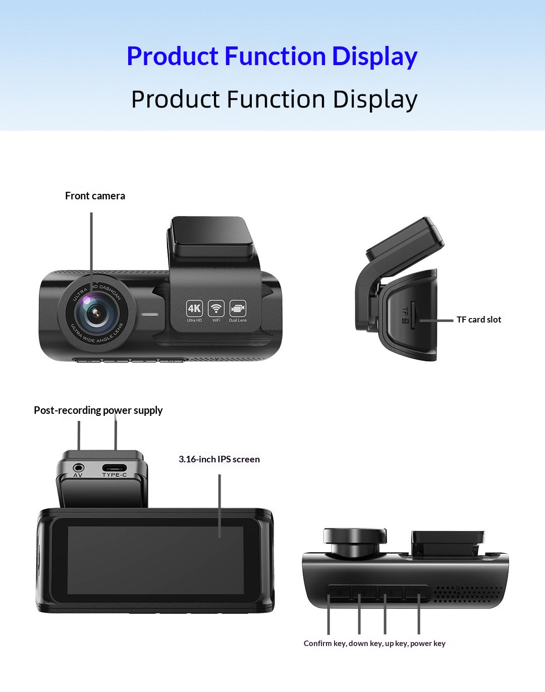 4K Dual Dash Cam with WiFi & GPS – Front and Rear Car Dashboard Recorder for Canada & USA