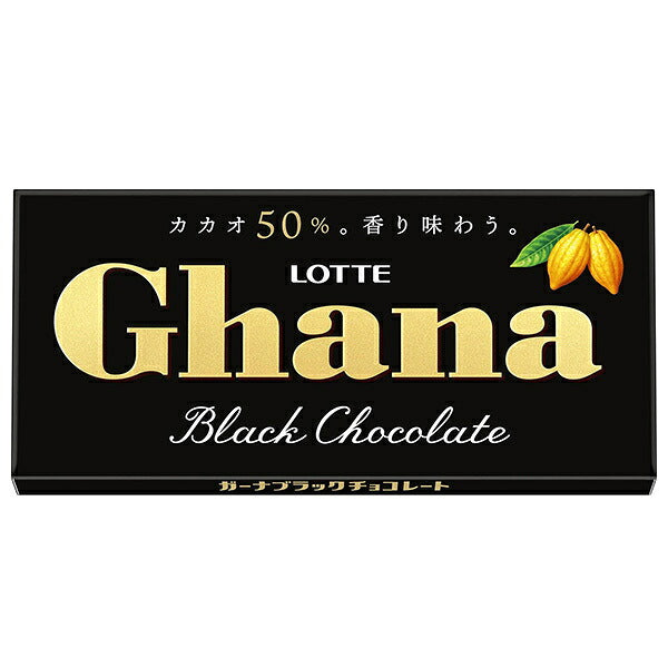 LOTTE Ghana Black Dark Chocolate, 50 g x 10 [Ships from Japan]