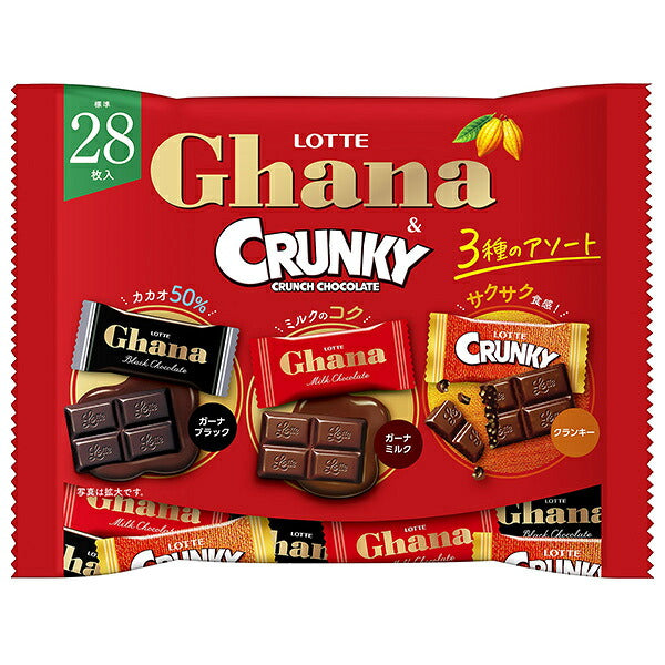 Lotte Ghana & Crunky Assorted Chocolate Share Pack, 105 g x 20 Bags [Ships from Japan]