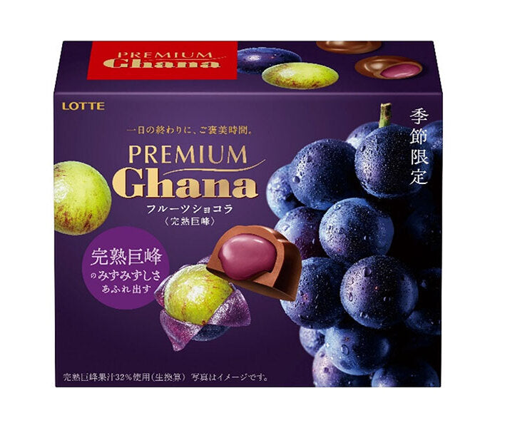 Lotte Premium Ghana Fruit Chocolate, Fully Ripe Kyoho Grapes, 65g x 6 Pieces 