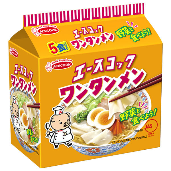 エースコック (袋)ワンタンメン 5食パック×6個入【日本出荷】
