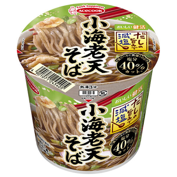 Acecook Soba with Reduced Salt and Dashi Flavor, Shrimp Tempura, 42g x 12 pieces 