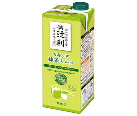 Kataoka Bussan Tsujiri Liquid Matcha Milk, Straight Type, 1000ml Paper Pack x 6 Bottles 