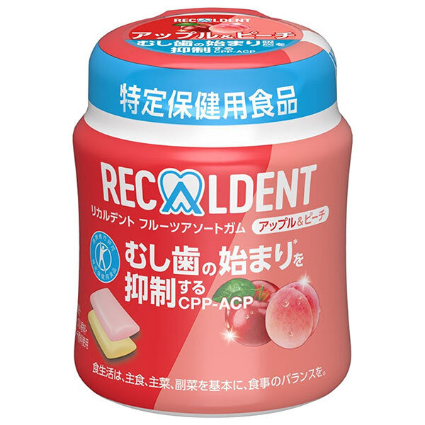 Mondelez Japan Ricardent Fruit Assortment Gum Apple & Peach Bottle (grain gum) [Food for Specified Health Use Special Insurance] 135.2g x 6 pieces [Shipped in Japan]
