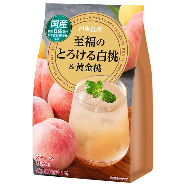 Mitsui Norin Nitto Black Tea Blissful Melting White Peach & Golden Peach (11g x 8 bottles) x 24 (6 x 4) bags [Shipped in Japan]