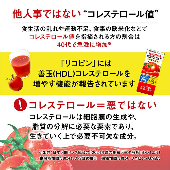 カゴメ トマトジュース 食塩無添加(濃縮トマト還元) 機能性表示食品 720mlペットボトル×15本入【日本出荷】