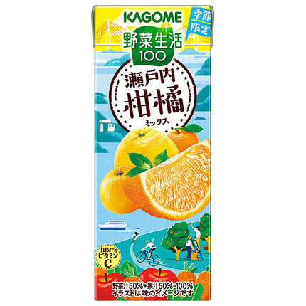 Kagome Vegetable Life 100 Setouchi Citrus Mix 195ml Paper Pack x 24 Bottles 