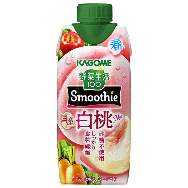 Kagome Yasai Seikatsu 100 Smoothie Domestic white peach mix 330ml paper pack x 12 pieces [Shipped in Japan]