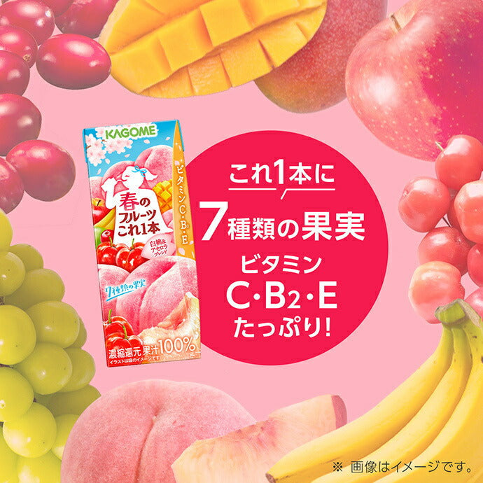 Kagome Spring Fruits White Peach & Acerola Blend 200ml paper pack x 24 pieces [Shipped in Japan]
