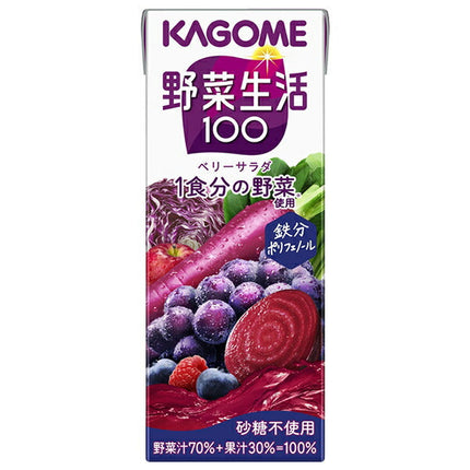 Kagome Yasai Seikatsu 100 Berry Salad 200ml paper pack x 24 bottles [shipped in Japan]