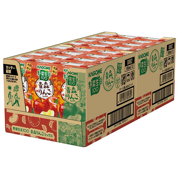 KAGOME Vegetable Life 100 Aomori Apple Blend 195ml Paper Carton x 24 [Ships from Japan]