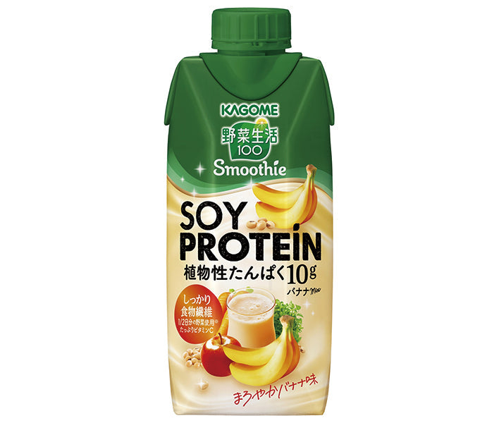 [11/25~ 10% off all products!!] Kagome Yasai Seikatsu 100 Smoothie SOY PROTEIN Banana mix 330ml paper pack x 12 bottles