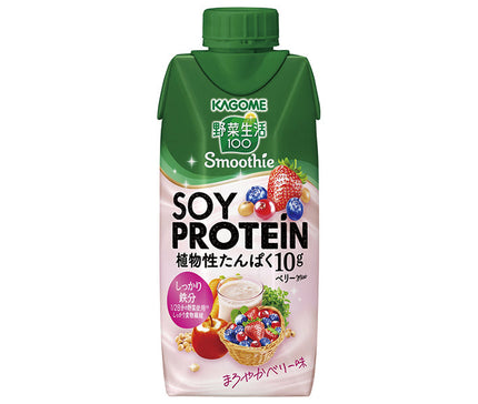 [11/25~ 10% off all products!!] Kagome Yasai Seikatsu 100 Smoothie SOY PROTEIN Berry mix 330ml paper pack x 12 bottles