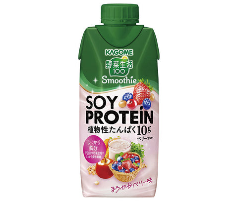 Kagome Vegetable Life 100 Smoothie SOY PROTEIN Berry Mix 330ml Paper Pack x 12 Bottles 