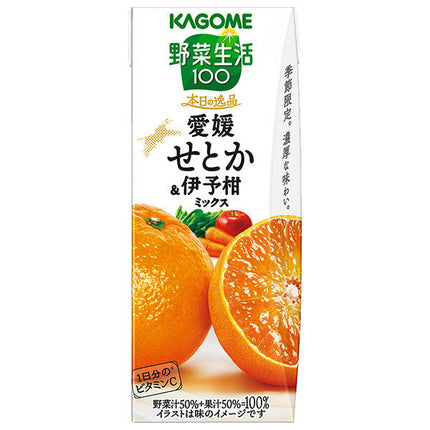 Kagome Vegetable Life 100 Today's Special Ehime Setoka & Iyokan Mix 195ml Paper Pack x 24 Bottles 