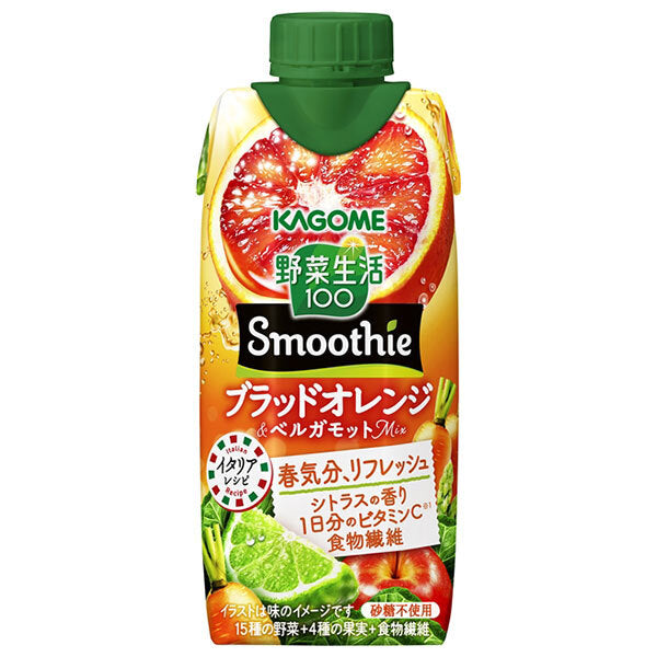 Kagome Vegetable Life 100 Smoothie Orange Sanguine & Bergamote Mix 330 ml Paquet Papier x 12 