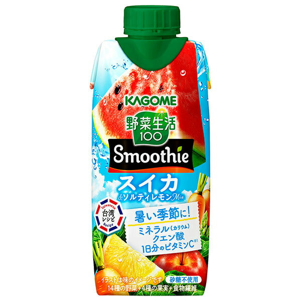 Kagome Yasai Seikatsu 100 Smoothie Watermelon & Salty Lemon Mix 330ml paper pack x 12 pieces [Shipped in Japan]