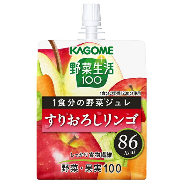 Kagome Vegetable Life 100, 6 sachets de 180g de jus de légumes en gel, saveur pomme râpée.
