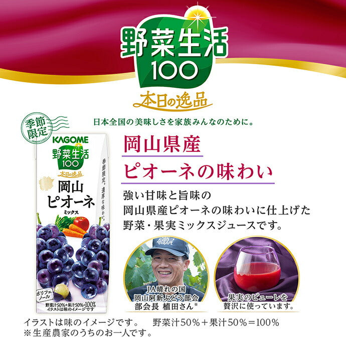 Kagome Yasai Seikatsu 100 Today's Special Okayama Pione Mix 195ml paper pack x 24 pieces [Shipped in Japan]
