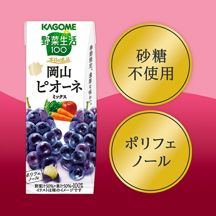 Kagome Yasai Seikatsu 100 Today's Special Okayama Pione Mix 195ml paper pack x 24 pieces [Shipped in Japan]