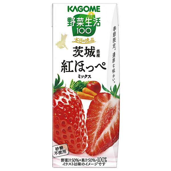 Kagome Yasai Seikatsu 100 Today's Special Benihoppe Mix from Ibaraki Prefecture 195ml paper pack x 24 pieces [Shipped in Japan]