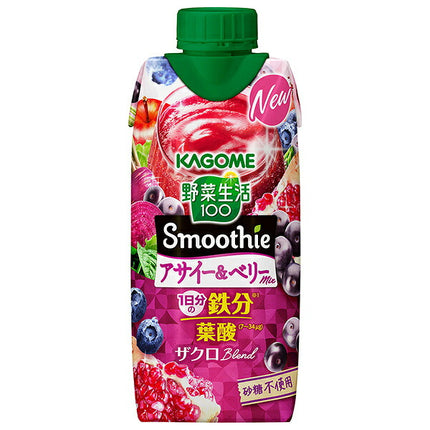 Kagome Yasai Seikatsu 100 Smoothie Acai & Berry mix 330ml paper pack x 12 bottles [shipped in Japan]