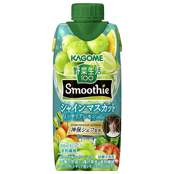 Kagome Vegetable Life 100 Smoothie Shine Muscat & Sicilian Lemon 330ml Carton x 12 [Ships from Japan]