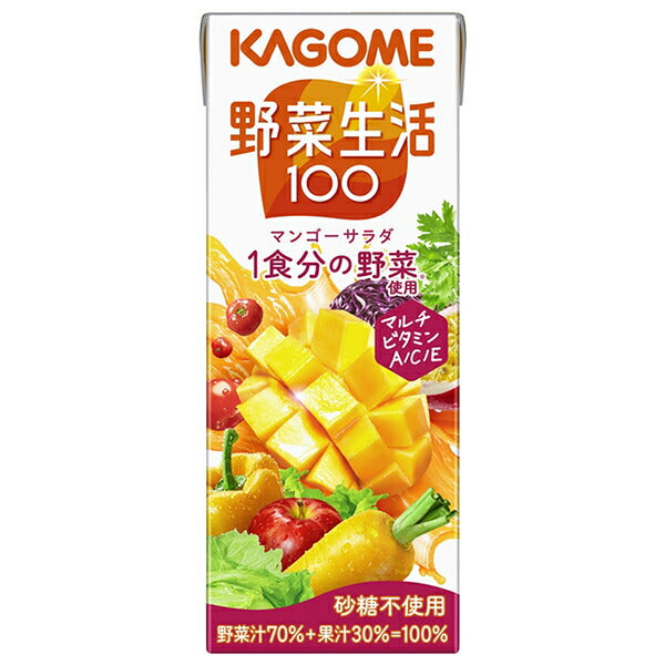 Kagome Yasai Seikatsu 100 Mango Salad 200ml paper pack x 24 bottles [shipped in Japan]
