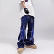 Five-pointed Star Embroidery Denim Horn Loose Straight Casual All-match Mop Jeans Baggy Trousers Men