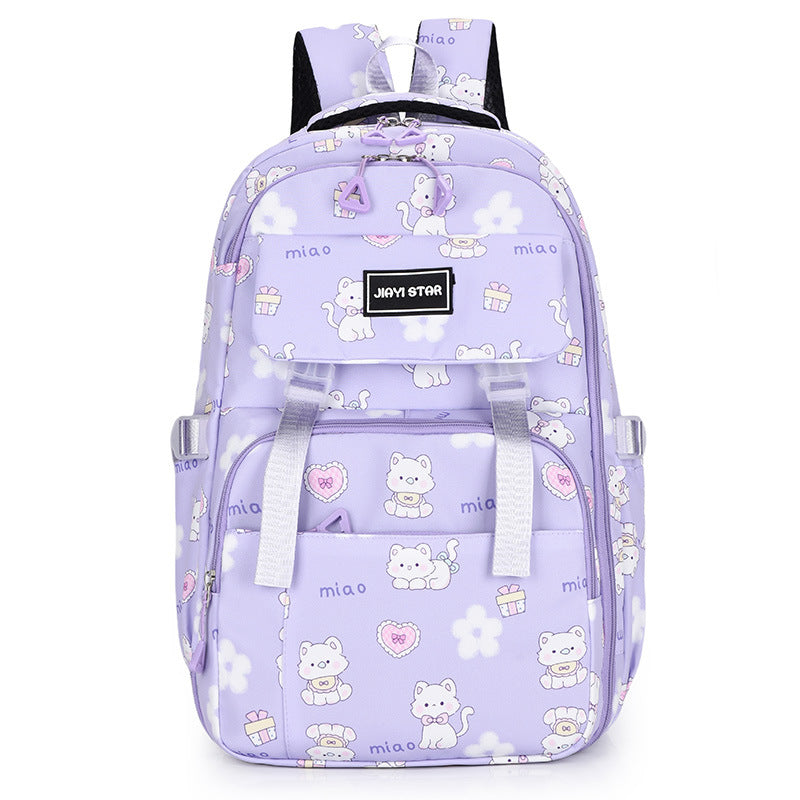 Cartoon Cat Print Large Capacity Kids Backpack – Cute Kawaii School Bag
