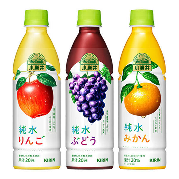Kirin Koiwai Pure Water Juice Series Assortment Set 430ml plastic bottles x 24 (3 types x 8) [Shipped in Japan]