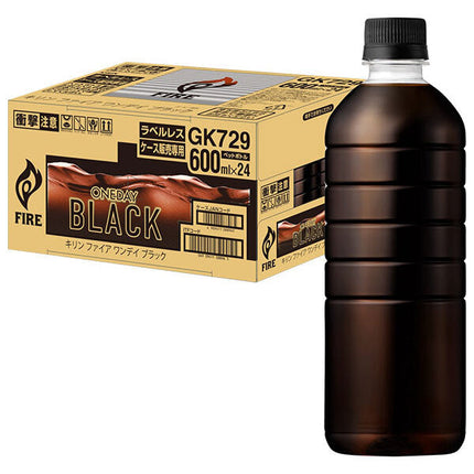 Kirin FIRE One Day Black Labelless 600ml PET bottle x 24 pieces [Shipped in Japan]