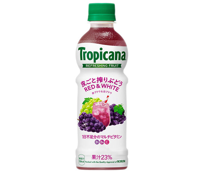 [11/25~ 10% off all products!!] Kirin Tropicana Refresh Fruits, Grapes Squeezed with Skin, 330ml PET Bottle x 24