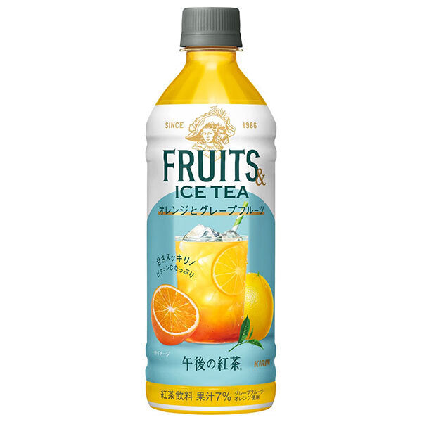 Kirin Afternoon Tea Fruits Ice Tea Orange et Grapefruit, 500ml en bouteille PET, lot de 24.