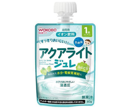 Wakodo MY Jelly Drink for 1 year old and up, Aqua Light, White Grape, 80g pouch x 24 bottles 