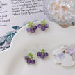 Female Purple Blueberry Fruit Beaded Earrings