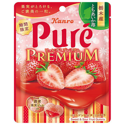 Kanro Pure Gummy Premium Tochiotome Fraise Pétillante 54 g x 6 sachets 