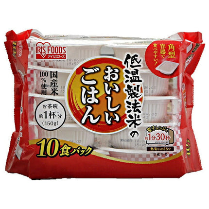 Iris Ohyama Delicious rice made with low-temperature rice 100% domestic rice 10 servings pack (150g x 10 servings) x 4 pieces [Shipped in Japan]