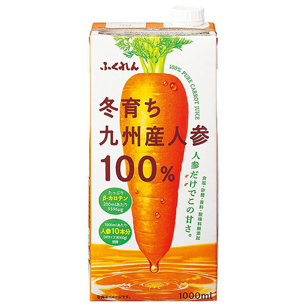 Fukuren 100% winter-grown Kyushu carrot juice 1000ml paper pack x 12 (6 x 2) pieces [shipped in Japan]