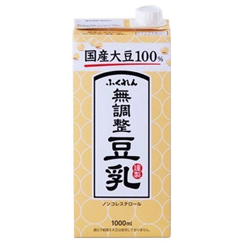 Fukuren 100% Domestic Soybean Unadjusted Soy Milk 1000ml Carton x 12 (6 x 2) [Ships from Japan]