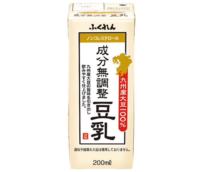 [11/25~ 10% off all products!!] Fukuren Kyushu Soybeans Unadjusted Soy Milk 200ml Paper Pack x 24 Bottles