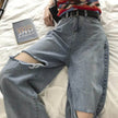 Oversized High Waist Ripped Jeans pant for Women