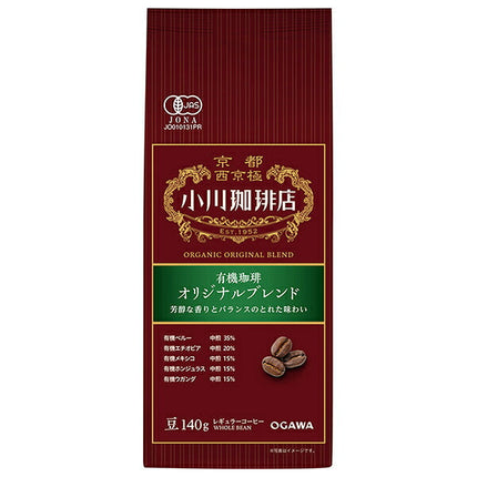 小川珈琲 有機珈琲 オリジナルブレンド 豆 140g×5袋入【日本出荷】