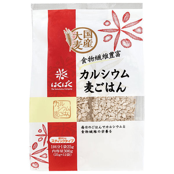 Hakubaku Calcium Barley Rice Germ Rolled Barley Stand Pack 300g (25g x 12 bags) x 12 bags [Shipped in Japan]