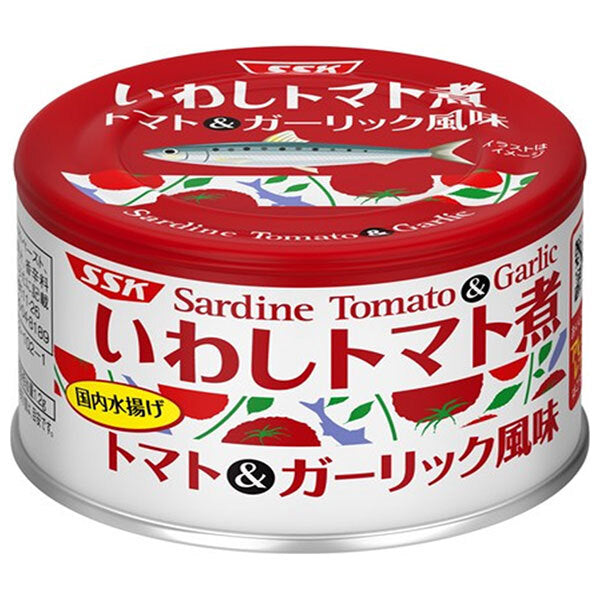 SSK Sardines in Tomato Sauce, Tomato & Garlic Flavor, 150 g Cans x 24 [Ships from Japan]