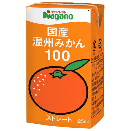Nagano Tomatoes Japanese Unshu Mandarin Orange 100 125ml Paper Pack x 36 