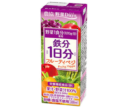 Megmilk Snow Brand Coopérative Agricole Légumes Jours Fer 1 Jour Fruité Veggie 200 ml paquet papier x 24 pièces