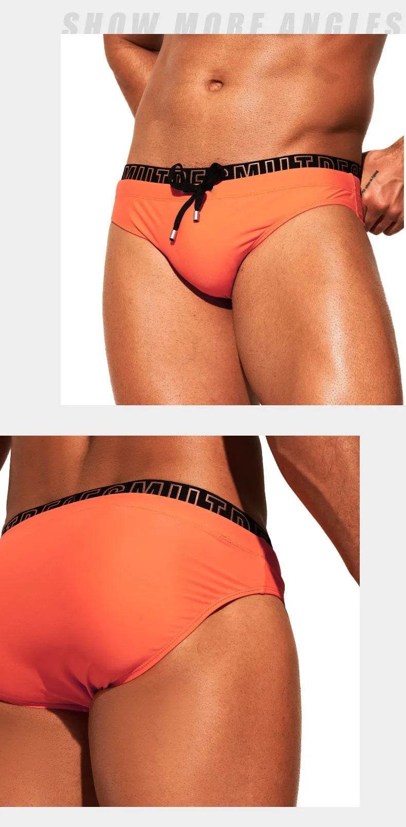 Nylon Triangle Low Waist Swimming Brief Trunks underwear men